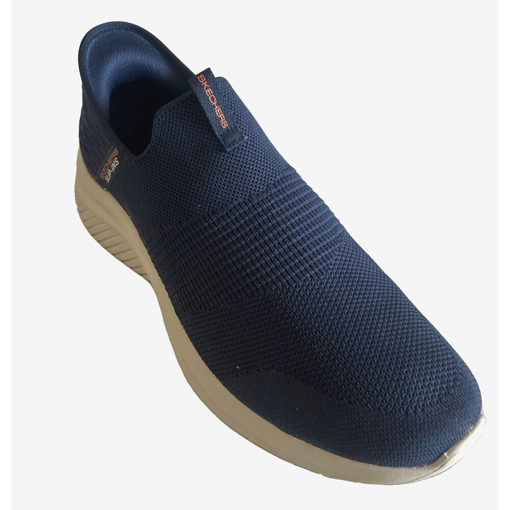 Skechers Slip Ins Mens Wide 11 Navy Blue Knit hand Free Heel Pillow 232450W
